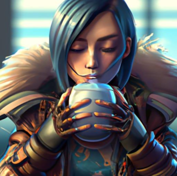 Lady In Jacket Drink Coffee Digital Art