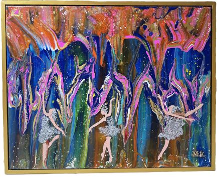 Joyful Dance of Three Ballerinas