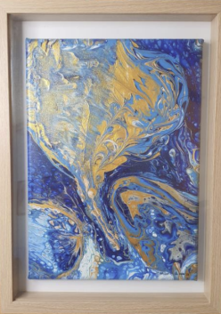 Pour Art - Blue and Gold River Flow 