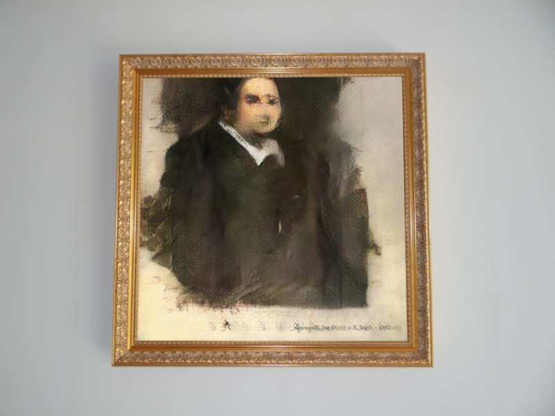  Portrait of Edmond de Belamy, from the series “La Famille de Belamy” Source: https://www.barrons.com/articles/christies-to-make-history-with-sale-of-ai-generated-art-1535121702 Portrait of Edmond de Belamy, from the series “La Famille de Belamy” Source: 