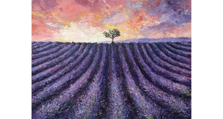 Auburnskye. Lone Tree On Lavender Field [Painting]. Available for sale at #Meetarts (contact support@meetarts.org)