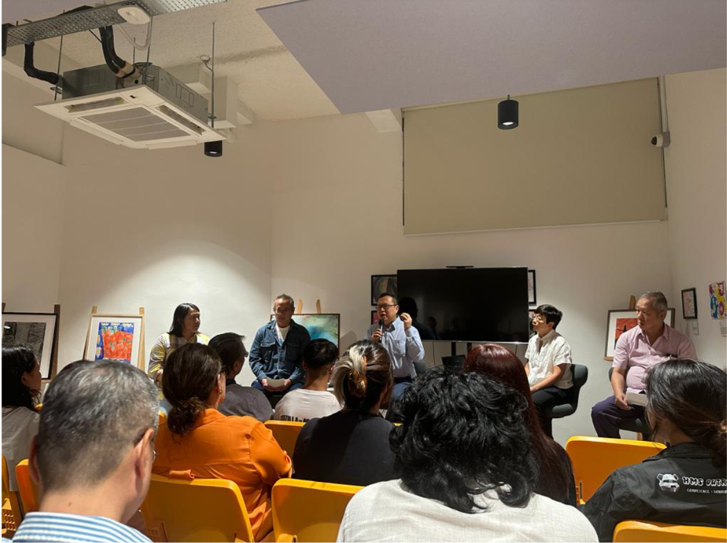 Picture taken during In Our Midst session. From left to right: Serene Goh, Outreach team lead of SAMH Creative Services. Steven, Beneficiary of SAMH. Dr. Ong Say How, Senior consultant and Chief of Department of Developmental Psychiatry, Institute of Ment